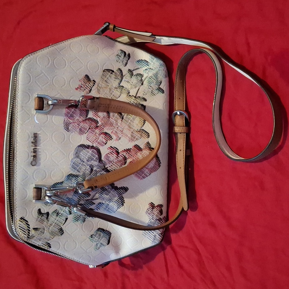 Calvin Klein White Floral Satchel - Picture 8 of 8